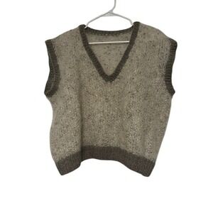 Knit Vest‎ Sleeveless Sweater V Neck Pullover Grandpa Core